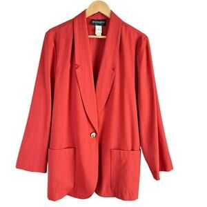 Vintage 80s Requirements Long Blazer Burnt Orange Ornate Gold Button Front Sz 12